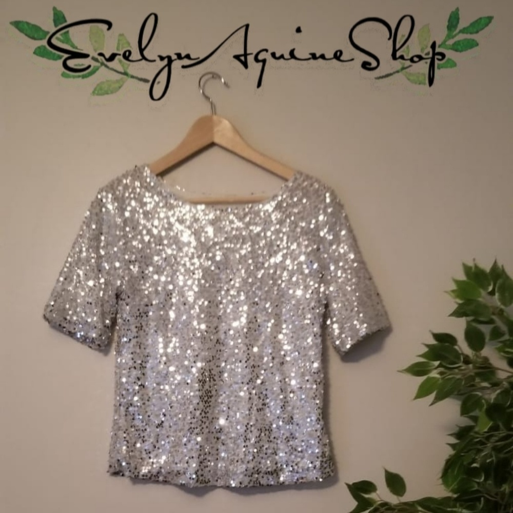 sequin top silver